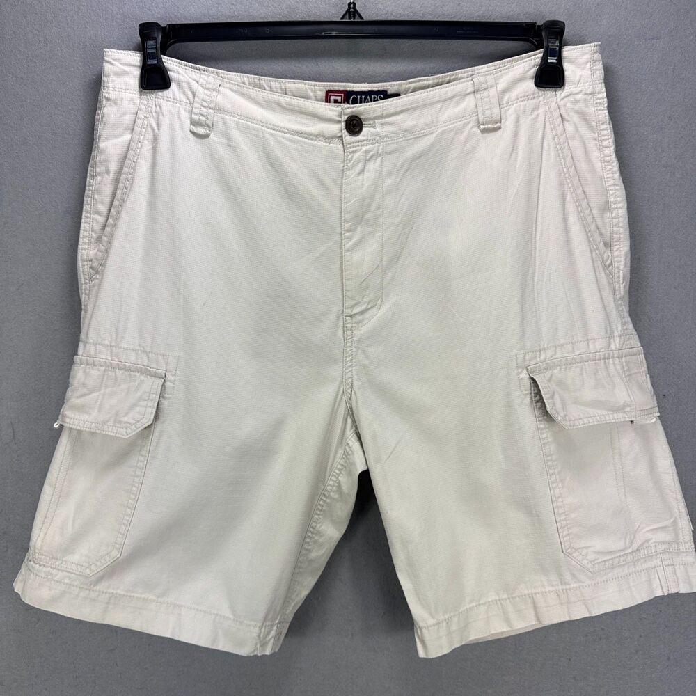 Chaps Cargo Shorts Men's 36 Stone Lightweight 100% Cotton